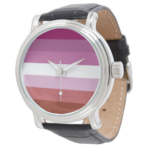 SlipperyJoe's Lesben-Pride-Fahne weiblicher Lipsti Armbanduhr
