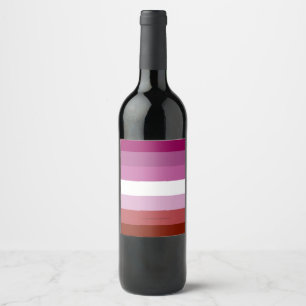SlipperyJoe's lesbische Pride-Flagge feminine Geme Weinetikett