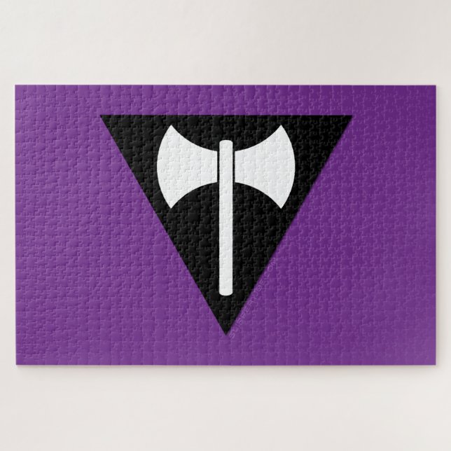 SlipperyJoe's Lesbische Pride-Flagge Labrys ax tri Puzzle (Horizontal)