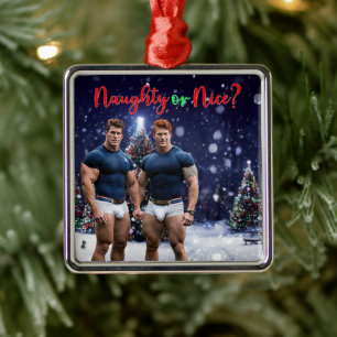 SlipperyJoes leuchtende Weihnachtsbäume zwei musku Ornament Aus Metall