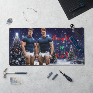 SlipperyJoes leuchtende Weihnachtsbäume zwei musku Schreibtischunterlage