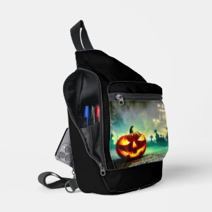 SlipperyJoe's leuchtender Kürbis-Halloween-Wa Crossbody Bag