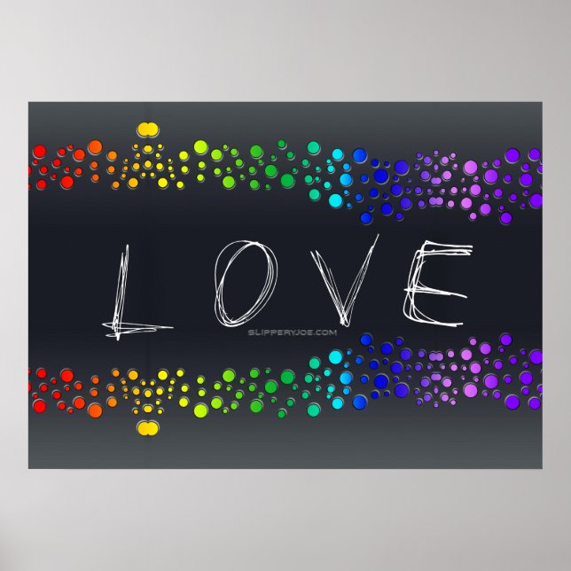 SlipperyJoe's Liebe Worte Regenbogendots Skribbled Poster (Vorne)