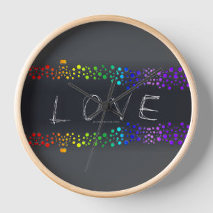 SlipperyJoe's Liebe Worte Regenbogendots Skribbled Uhr