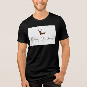 SlipperyJoe's Linienkunst-Silhouette Rentier minim Tri-Blend Shirt