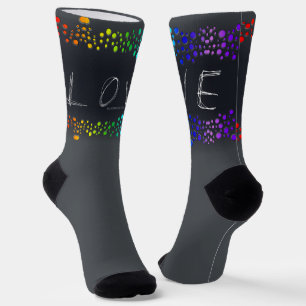 SlipperyJoe's Love words rainbow dots scribbled da Socken
