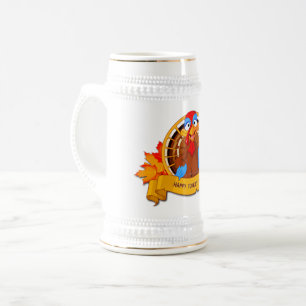SlipperyJoe's lustige Cartoon-Thanksgiving-Gestalt Bierglas