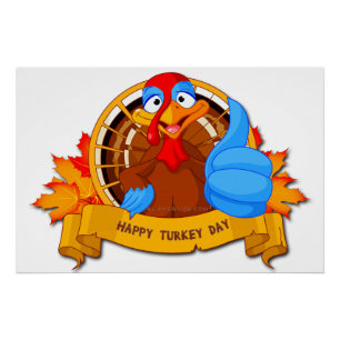 SlipperyJoe's lustige Cartoon-Thanksgiving-Gestalt Poster
