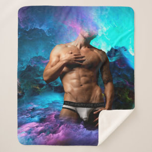 SlipperyJoe's Man-Unterwäsche-Wölbung lila blaue A Sherpadecke