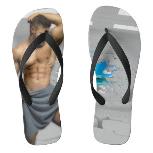SlipperyJoe's Mann Handtuch gebrochene weiße Ziege Flip Flops