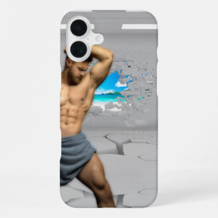 SlipperyJoe's Mann Handtuch gebrochene weiße Ziege iPhone 16 Plus Hülle