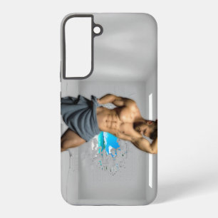 SlipperyJoe's Mann Handtuch kaputte weiße Ziegelwa Samsung Galaxy Hülle