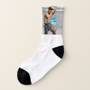SlipperyJoe's Mann in einem Handtuch, weiße Raummu Socken