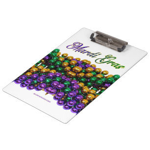 SlipperyJoe's Mardi Gras Bead Necklaces lila gol Klemmbrett