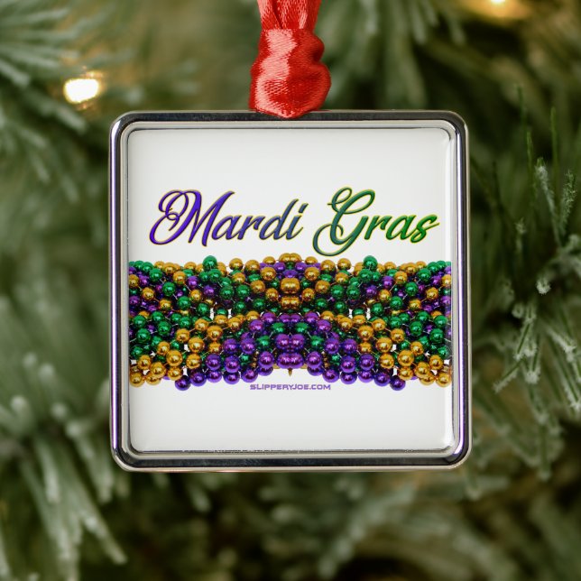 SlipperyJoe's Mardi Gras Bead Necklaces lila gol Ornament Aus Metall (Baum)