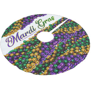 SlipperyJoe's Mardi Gras Bead Necklaces lila gol Polyester Weihnachtsbaumdecke