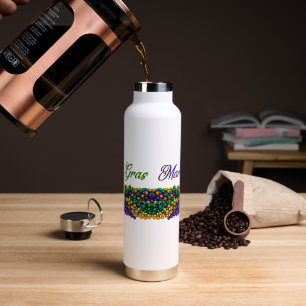 SlipperyJoe's Mardi Gras Bead Necklaces lila gol Trinkflasche