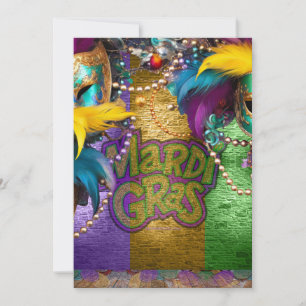 SlipperyJoe's Mardi Gras Bead Necklaces verdoppelt Feiertagskarte