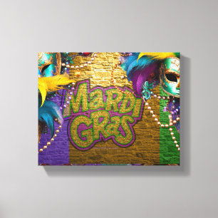 SlipperyJoe's Mardi Gras Bead Necklaces verdoppelt Leinwanddruck