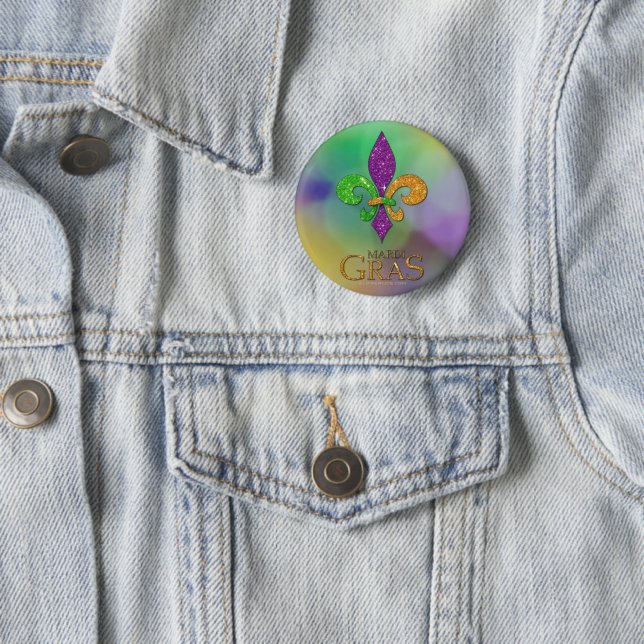 SlipperyJoe's Mardi Gras Festival glittery fleur-d Button (Beispiel)