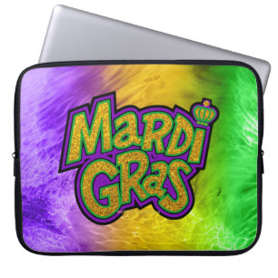 SlipperyJoe's Mardi Gras Festival lila grünes Yel Laptopschutzhülle