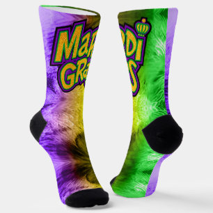 SlipperyJoe's Mardi Gras Kronen lila Goldgrün w Socken