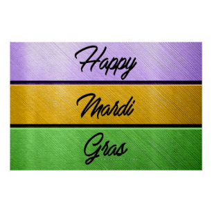 SlipperyJoe's Mardi Gras lila goldgrünes Metall s Poster