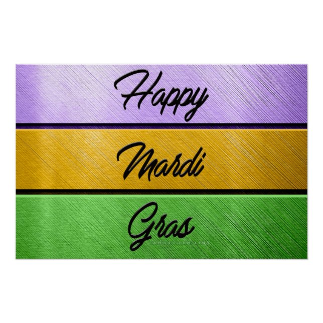 SlipperyJoe's Mardi Gras lila goldgrünes Metall s Poster (Vorderseite)