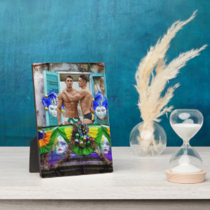 SlipperyJoe's Mardi Gras Männer lila goldgrüner Ba Fotoplatte