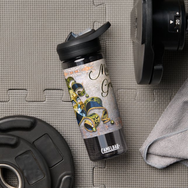 SlipperyJoe's Mardi Gras Mask lila goldgrünes Bl Trinkflasche (Fitnessstudio)