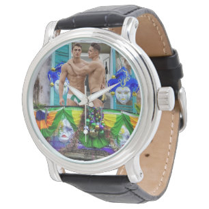 SlipperyJoe's Mardi Gras maskiert Perlendekoration Armbanduhr