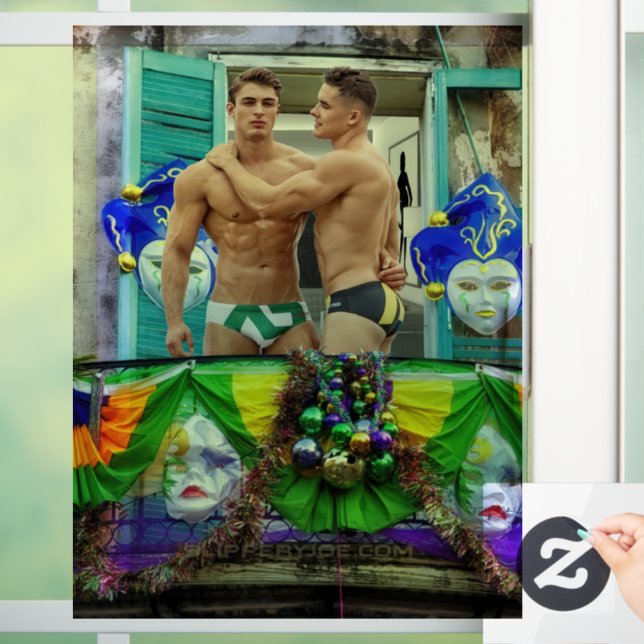 SlipperyJoe's Mardi Gras maskiert Perlendekoration Fensteraufkleber (Zuhause)