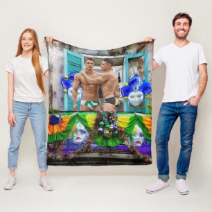 SlipperyJoe's Mardi Gras maskiert Perlendekoration Fleecedecke