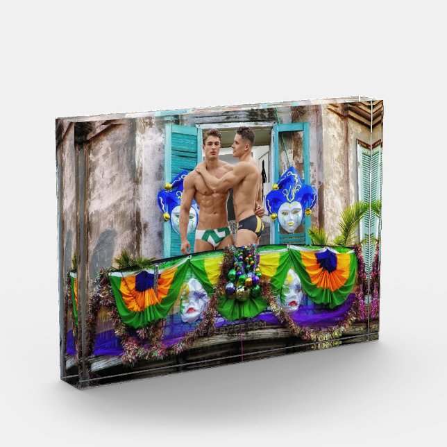 SlipperyJoe's Mardi Gras maskiert Perlendekoration Fotoblock (Links)