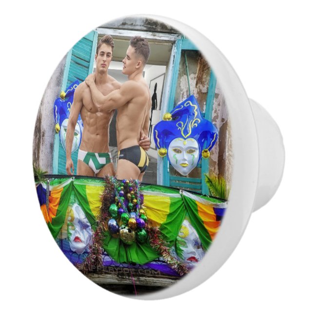 SlipperyJoe's Mardi Gras maskiert Perlendekoration Keramikknauf (Rechts)