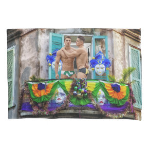 SlipperyJoe's Mardi Gras maskiert Perlendekoration Kissenbezug
