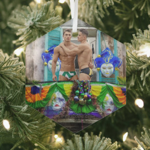 SlipperyJoe's Mardi Gras maskiert Perlendekoration Ornament Aus Glas