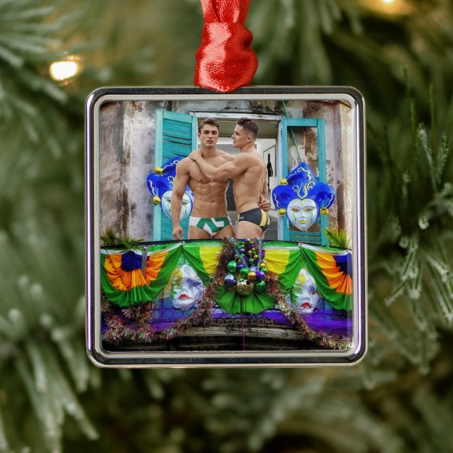 SlipperyJoe's Mardi Gras maskiert Perlendekoration Ornament Aus Metall (Baum)