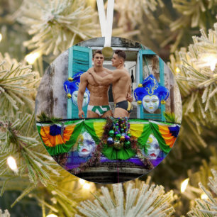 SlipperyJoe's Mardi Gras maskiert Perlendekoration Ornament Aus Metall