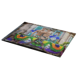 SlipperyJoe's Mardi Gras maskiert Perlendekoration Schneidebrett