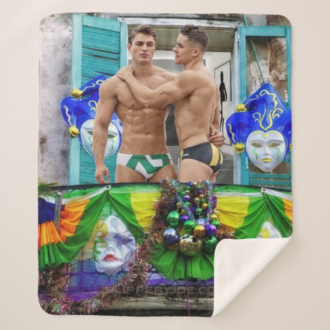 SlipperyJoe's Mardi Gras maskiert Perlendekoration Sherpadecke (Vorderseite)