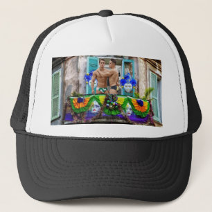 SlipperyJoe's Mardi Gras maskiert Perlendekoration Truckerkappe