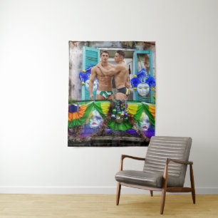 SlipperyJoe's Mardi Gras maskiert Perlendekoration Wandteppich