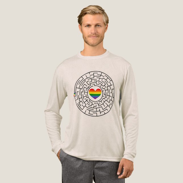 SlipperyJoe's maze encircles rainbow heart arrow m Tri-Blend Shirt (Volle Vorderseite)