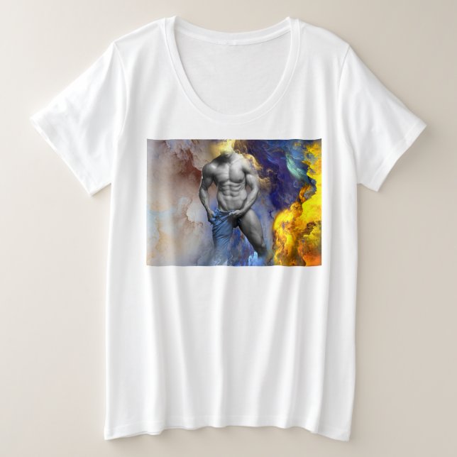 SlipperyJoe's muskulöse Mann-Physik-Dampf-Shirtle Große Größe T-Shirt (Design vorne)