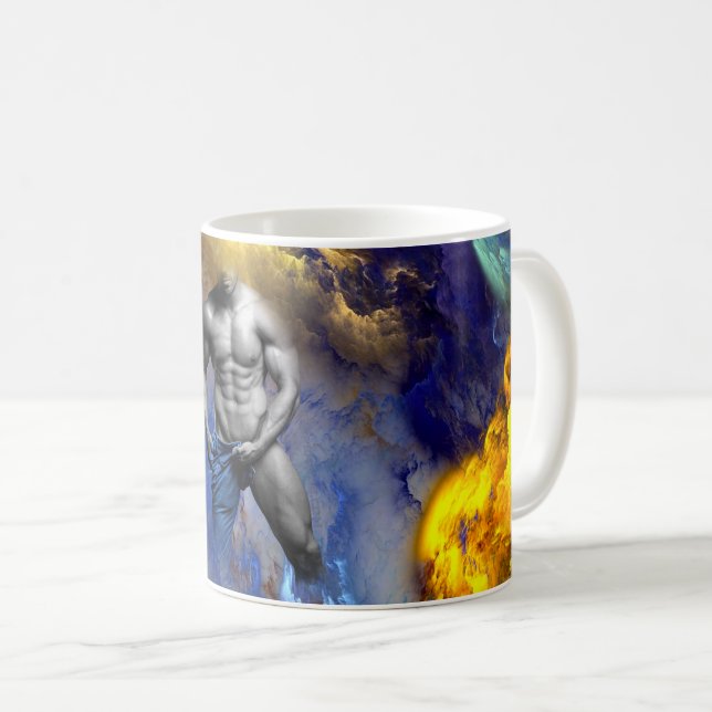 SlipperyJoe's muskulöse Mann-Physik-Dampf-Shirtle Kaffeetasse (VorderseiteRechts)