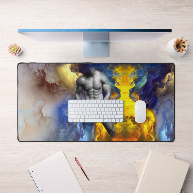 SlipperyJoe's muskulöse Mann-Physik-Dampf-Shirtle Schreibtischunterlage (Büro 1)