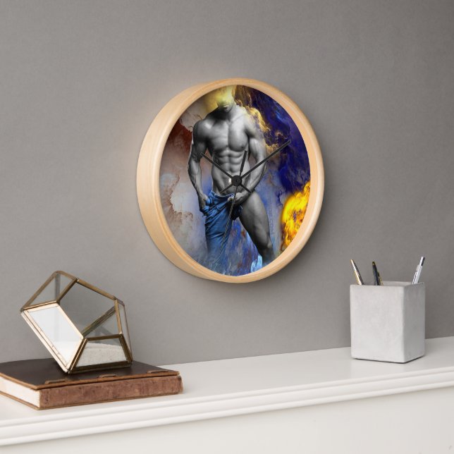 SlipperyJoe's muskulöse Mann-Physik-Dampf-Shirtle Uhr (Büro)