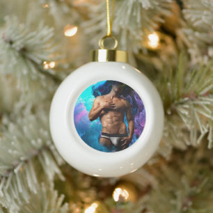 SlipperyJoe's muskulöse Männerunterwäsche Beule ko Keramik Kugel-Ornament
