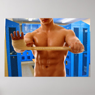 SlipperyJoe's muskulöse, shirriless 6-Pack-Gymnast Poster